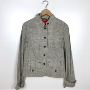 Ann Klein Tan Linen Military Style Jacket Size 6